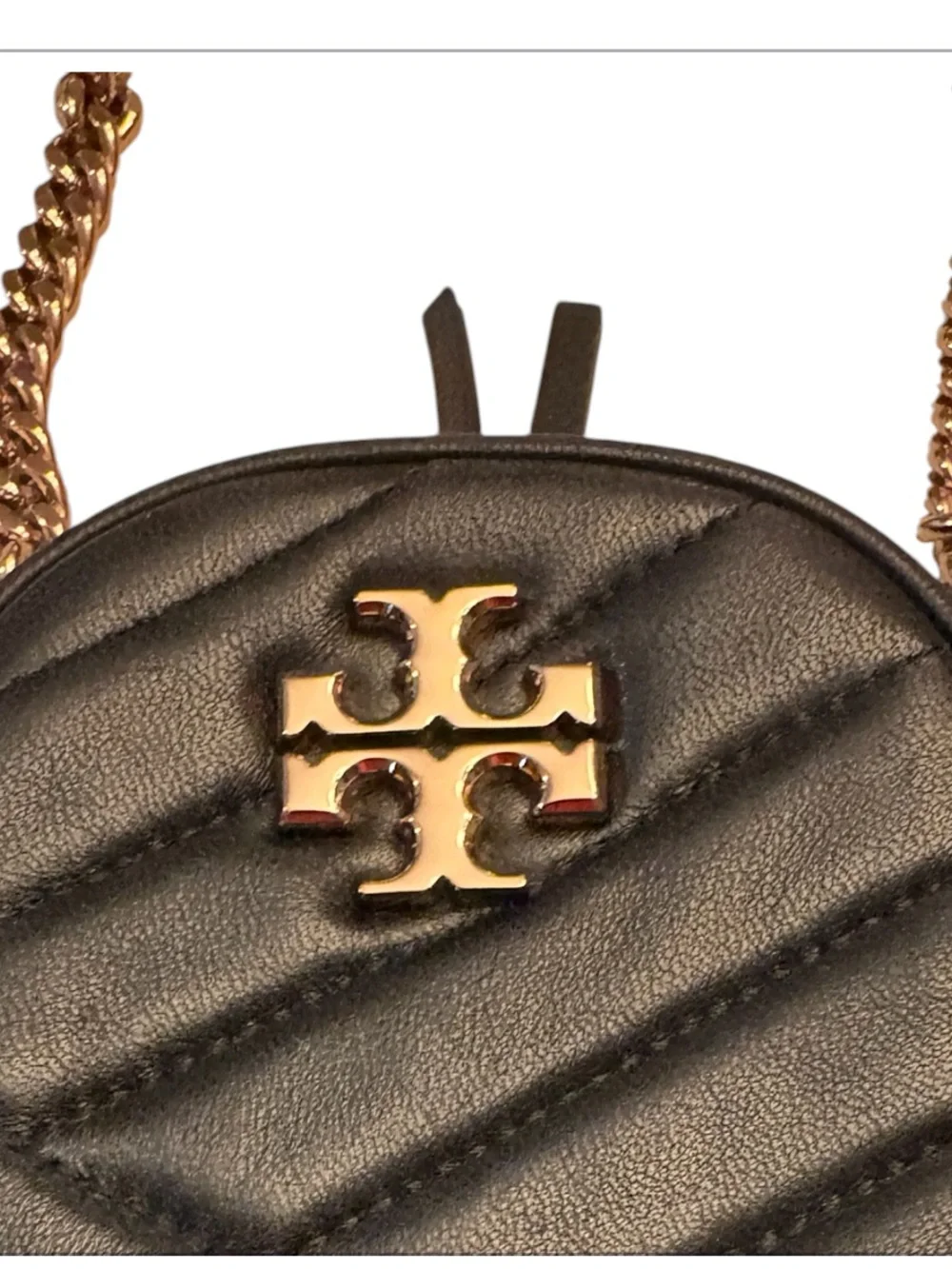 Tory Burch Quilted Black Leather Kira Chevron Crossbody Bag